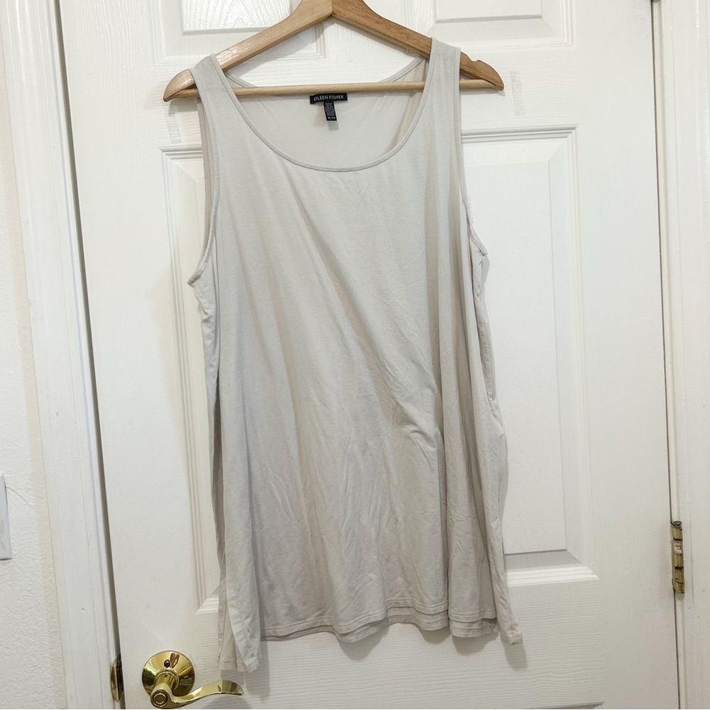 Eileen Fisher Shirt Womens XL Gray Long Tank Casual Adult